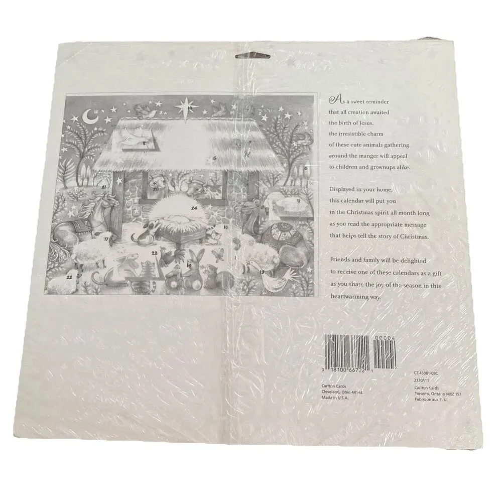 New Old Stock Vintage Advent Calendar Baby Jesus Manger Animal Christmas Holiday